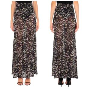 •GANNI•Floral Frilled Hem Semi Sheer High Waist Maxi Skirt Size EU 36 US 4 Small